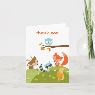 Schattige Woodland Animal Dank u Kaarten