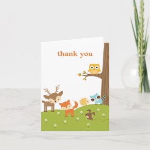 Schattige Woodland Animal Dank u Kaarten