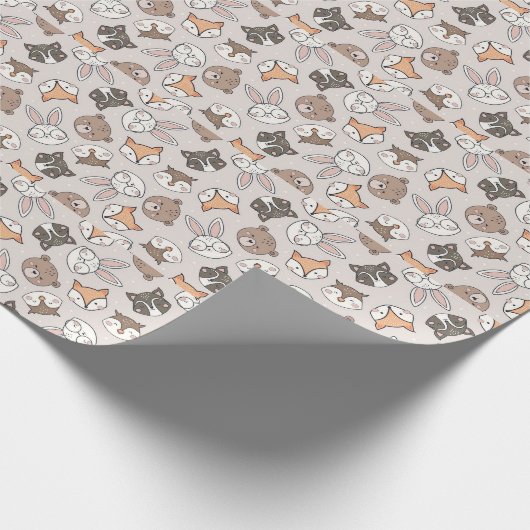 Schattige Woodland Animals Seamless Pattern Cadeaupapier (Hoek)