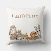 Schattige Woodland Baby Animals Aangepaste naam Kussen (Achterkant)