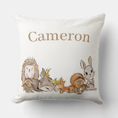 Schattige Woodland Baby Animals Aangepaste naam Kussen (Voorkant)