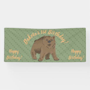 Schattige Woodland Brown Beer welp Verjaardag Spandoek