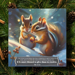 Schattige Woodland Chipmunks Bijbelvers Kerst Feestdagenkaart