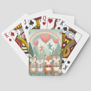 Schattige Woodland Creature regenboog valentijns Pokerkaarten