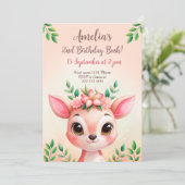 Schattige Woodland Deer verjaardagskaart Kaart (Staand voorkant)