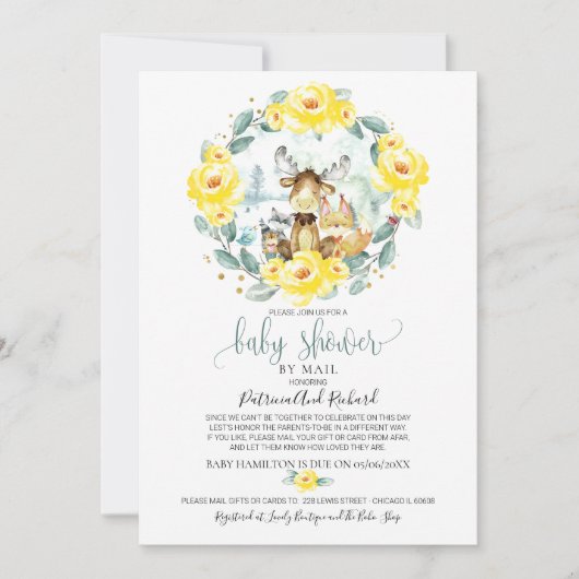 Schattige Woodland Floral Greenery Baby shower per Kaart (Voorkant)