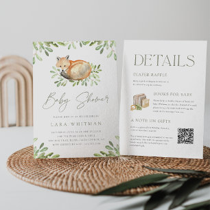 Schattige Woodland Fox Alles in een Baby shower Kaart