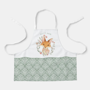 Schattige Woodland Fox en Damask Pattern met Naam Schort