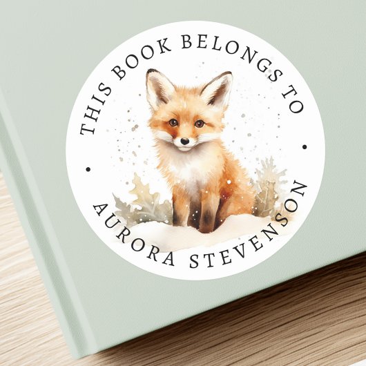 Schattige Woodland Fox Library Book Label