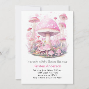 Schattige Woodland Mushroom Adventure Meisje Baby  Kaart