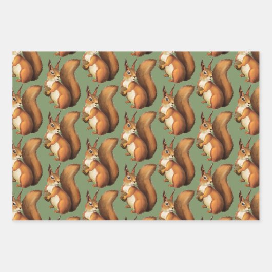 Schattige Woodland Squirrel Wrapping Paper (Voorkant 2)