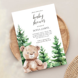 Schattige Woodland Teddy Bear Baby shower Kaart