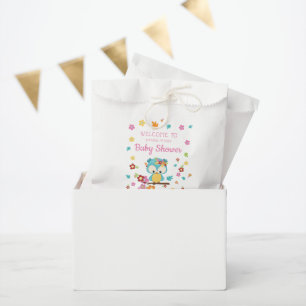 Schattige Woodland Uil & Flowers Baby Meisje Baby Bedankzakje