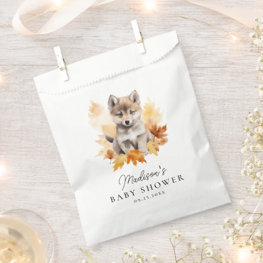 Schattige Woodland Wolf Pup Herfst Baby shower Bedankzakje (Geknipt)