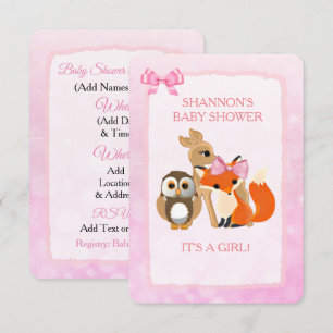 Schattige Woodlands Dieren Fox Baby shower Uitnodi Kaart