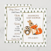 Schattige Woodlands Dieren Fox Baby shower Uitnodi Kaart (Voorkant / Achterkant)