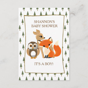 Schattige Woodlands Dieren Fox Baby shower Uitnodi Kaart