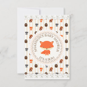Schattige Woodlands Dieren Fox Baby shower Uitnodi Kaart