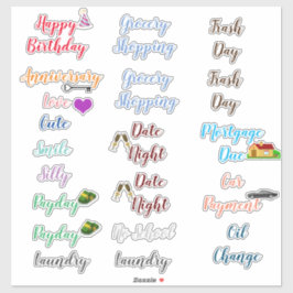Schattige woorden voor Planners / Kalenders Sticke Sticker