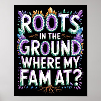 Schattige wortels in de grond waar familie is Fami Poster