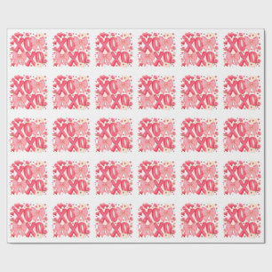 Schattige XOXO Valentijnsbogen Hartjes Roze Coquet Cadeaupapier