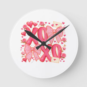 Schattige XOXO Valentijnsbogen Hartjes Roze Coquet Ronde Klok