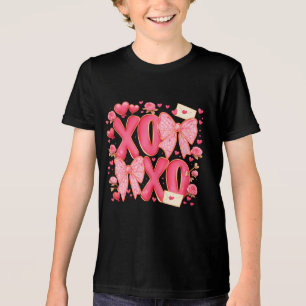 Schattige XOXO Valentijnsbogen Hartjes Roze Coquet Tri-Blend Shirt