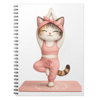 Schattige Yoga Kat Notitieboek – Schattige Roze Ka
