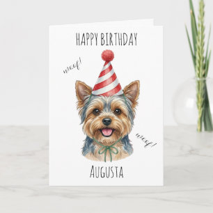 Schattige Yorkie blaf Aangepaste naam Yorkie liefh Kaart