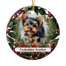 Schattige Yorkie, gepersonaliseerde kerst