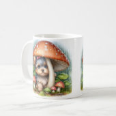 Schattige Yorkshire puppy onder paddenstoelenparap Koffiemok (Voorkant links)