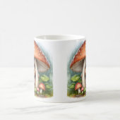 Schattige Yorkshire puppy onder paddenstoelenparap Koffiemok (Center)