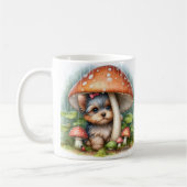 Schattige Yorkshire puppy onder paddenstoelenparap Koffiemok (Links)