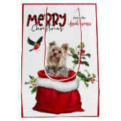 Schattige Yorkshire Terrier Dog Kerstmis Medium Cadeauzakje (Achterkant)