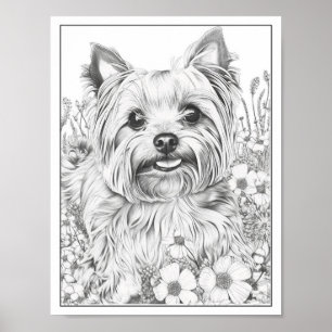 Schattige Yorkshire Terrier Dog Kleurend Poster