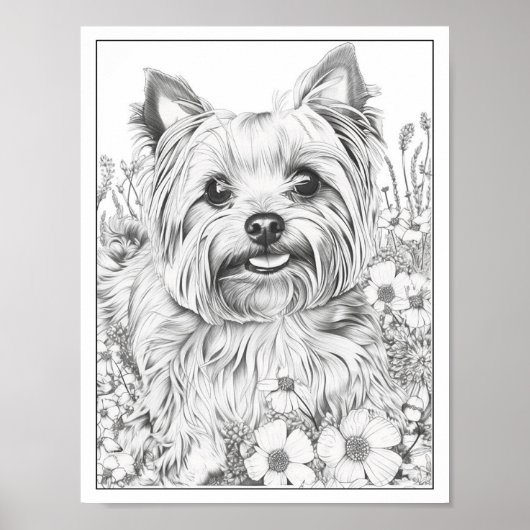 Schattige Yorkshire Terrier Dog Kleurend Poster (Voorkant)