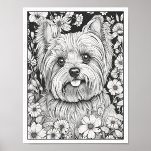 Schattige Yorkshire Terrier Dog Kleurend Poster