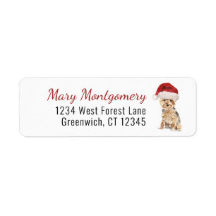 Schattige Yorkshire Terrier Kerst Retouradres Etiket