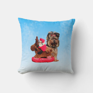 Schattige Yorkshire Terrier Merry Christmas Kussen