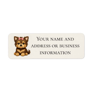 Schattige Yorkshire Terrier met een strik Etiket