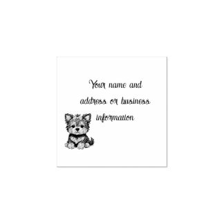 Schattige Yorkshire Terrier met een strik Rubberstempel