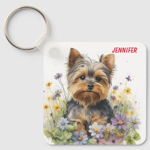 Schattige Yorkshire Terrier Puppy Dog Sleutelhanger