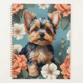 Schattige Yorkshire Terrier Puppy Floral Planner (Voorkant)