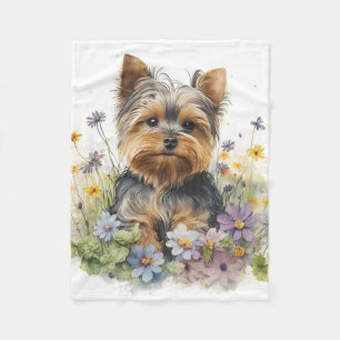 Schattige Yorkshire Terrier Puppy Hond Fleece Deken