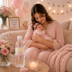 Schattige Zachte Roze Kleine Zonneschijn Waterfles Etiket