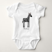 Schattige zebra aangepaste naam gepersonaliseerd romper (Voorkant)