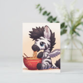 Schattige Zebra Angel Eating Ramen Briefkaart (Staand voorkant)