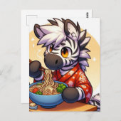 Schattige Zebra Eating Ramen Briefkaart (Voorkant / Achterkant)