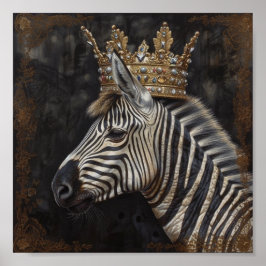 Schattige Zebra in een kroon Poster