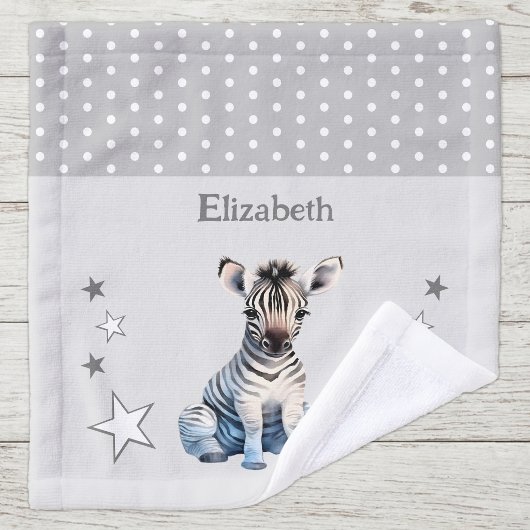 Schattige zebra naam toevoegen polka stippen sterr washandje